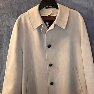 Vintage Harbor Master John Weitz Men's 42 Short Beige Trench Coat Raschel Warp